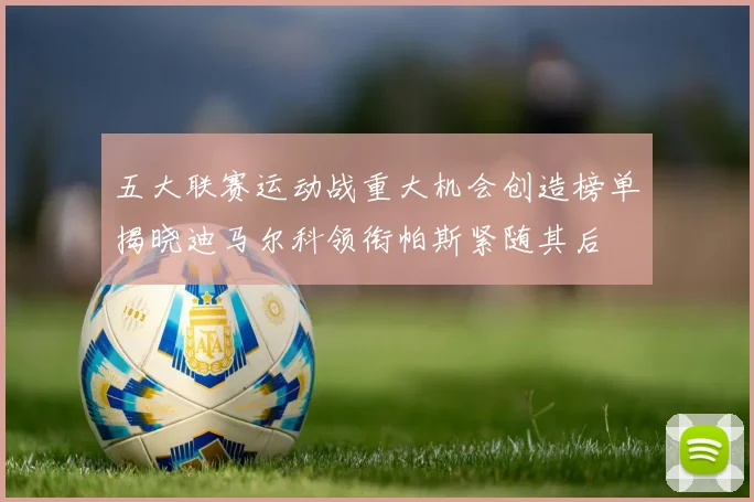 五大联赛运动战重大机会创造榜单揭晓迪马尔科领衔帕斯紧随其后
